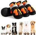 Hcpet Dog Shoes, Dog Boots for Small Dogs, Waterproof Medium Dog Booties Paw Protector for Summer Hot Pavement, Winter Snowy Day, Outdoor Walking, Indoor Hardfloors Anti Slip Sole Orange Size 1