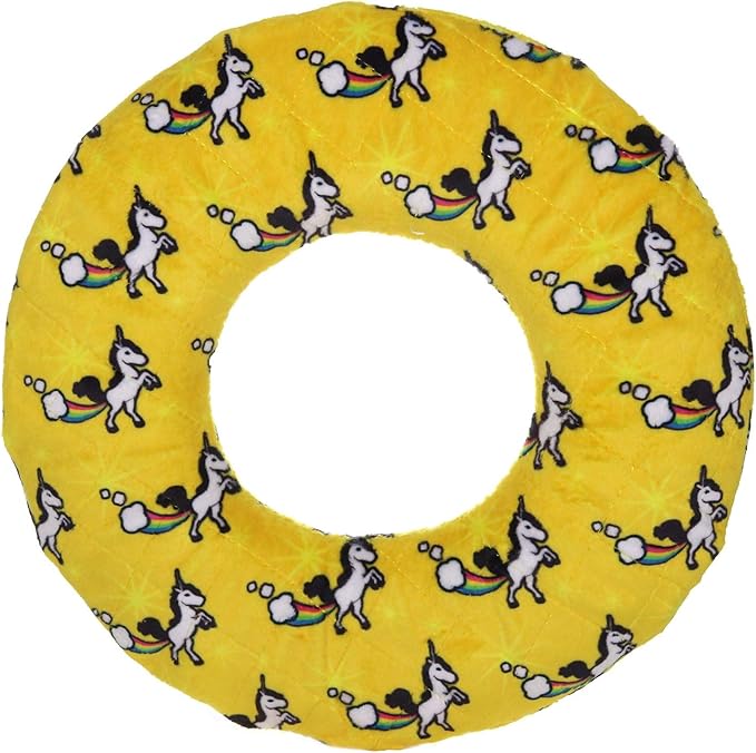 MIGHTY- NO Stuff Ring - Squeaky Plastic Core. 2-in-1 Toy. Made Durable, Strong & Tough. Interactive Play (Tug, Toss & Fetch). It Floats (Unicorn, Large 2 Pack)