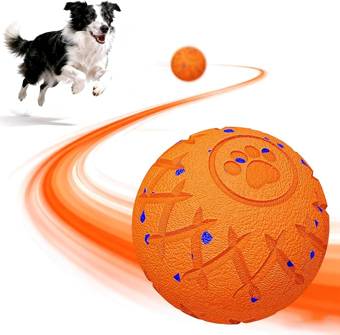 Interactive Dog Toys Dog Ball, Durable Motion Pet Toys for/Small/Medium/Large Dogs, Christmas Birthday Gifts, Automatic Moving, Bouncing and Rotating, E-TPU Material, IP54 Waterproof (Orange)