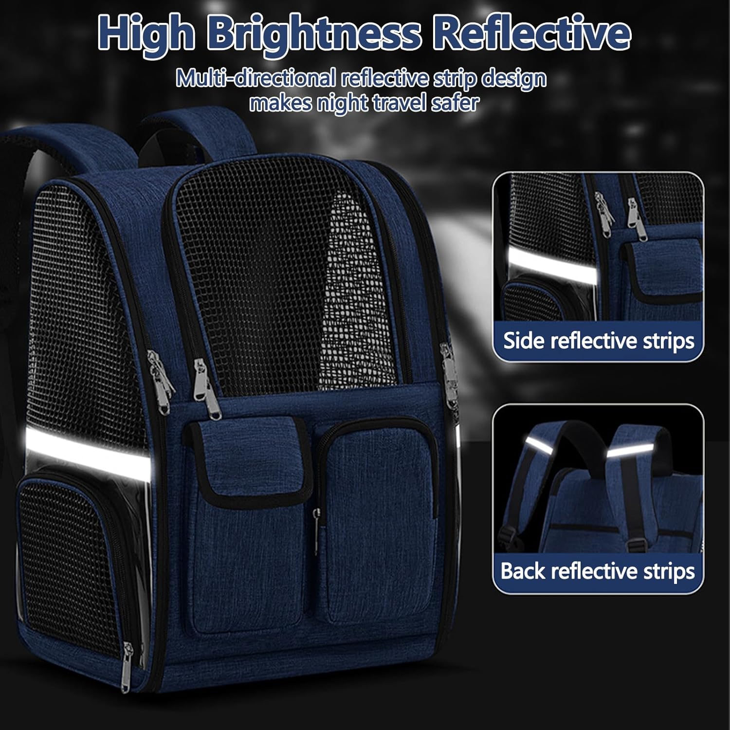 Pet Backpack, Airline Approved Dog Backpack, Cat Bag for Travel Hiking Bike Riding Walking Outdoor, Cat Backpack with Breathable Mesh(Gray)