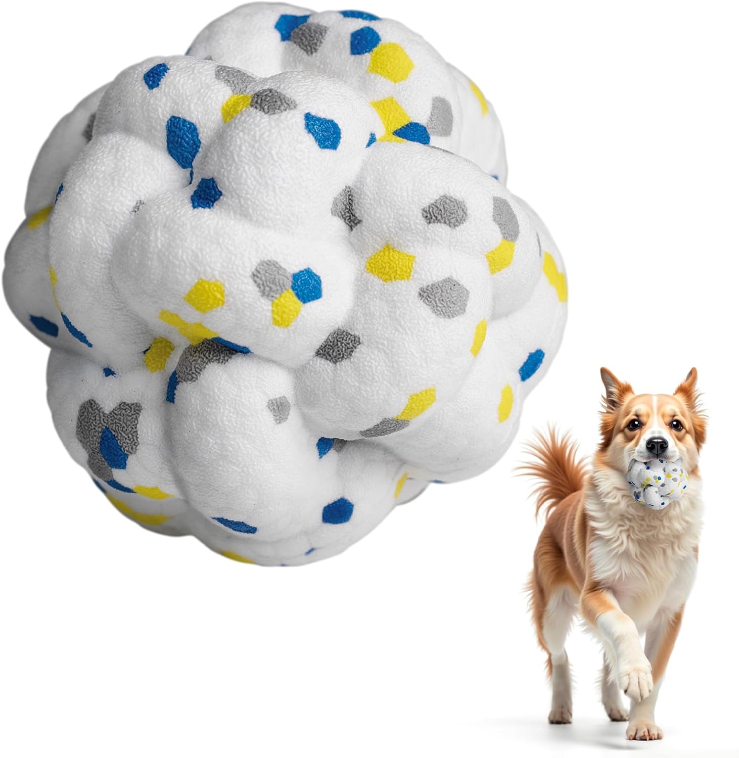 Upgrade Dog Balls Interactive Toys for Aggressive Chewers, Indestructible Tennis Durable Bouncy for Fetch Game, Lightweight Floating, White