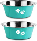 Stainless Steel Dog Bowls, Nonslip Rubber Bottom No Spill Proof Skid Metal Insulated Dog Bowls for Large Medium Small Breed Dogs (Green, 3.6 Cups/29 OZ)