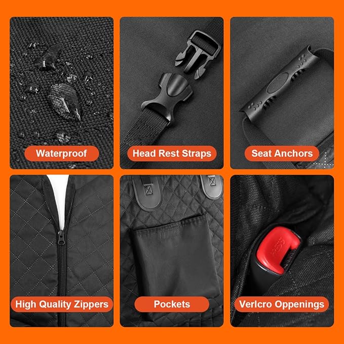 Vailge Dog Car Seat Cover for Trucks,Large Back Seat Extender for Dogs,Waterproof Non Inflatable Hard Bottom Dog Seat Cover for Trucks F150, RAM1500,Silverado,GMC Sierra