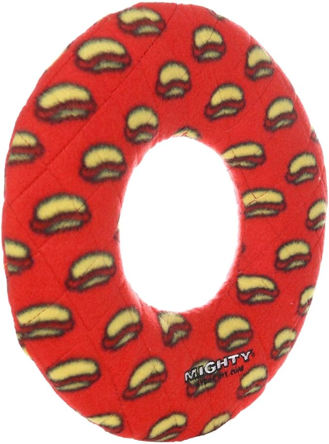 MIGHTY- NO Stuff Ring - Squeaky Plastic Core. 2-in-1 Toy. Made Durable, Strong & Tough. Interactive Play (Tug, Toss & Fetch). It Floats (Red, Large 2 Pack)