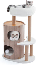 Cat Tree Tower with 2-Storey Large Felt Cat Bed Cave, Cozy Cats Tunnel Condo with Washable Cushions, 36.6"