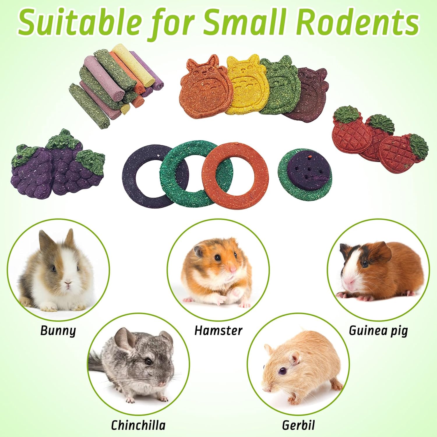 Fhiny 27 PCS Natural Bunny Chew Toys Molar Rabbit Toys Contain Timothy Grass Pumpkin Beets Purple Potatoes Carrot Hamster Treats for Chinchillas Guinea Pigs Mice Gerbils Teeth Grinding