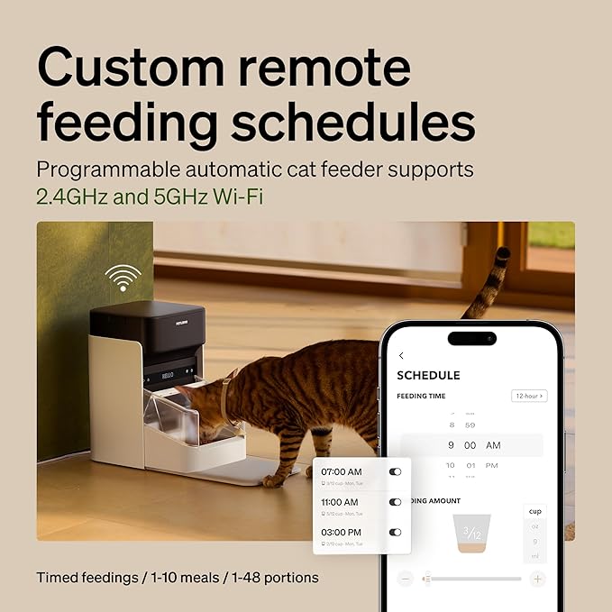 PETLIBRO RFID Automatic Cat Feeder, Collar Sensor-Activated Personalized Meals, Cats Recognition & Diet Tracking for Multi-Pet Homes and Different Diets, 5G&2.4G Wi-Fi Programmable Cat Food Dispenser