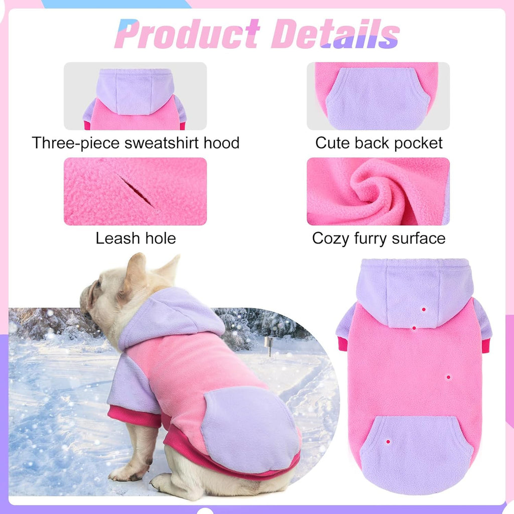 BEAUTYZOO Fleece Dog Hoodie Sweatershirt with Pocket and Leash Hole, Stretchy Small Medium Large Sized Dogs Clothes for Fall Winter Cold Days, Color Designer Warm Dog Jackets,French Bulldog Coats