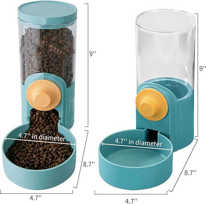 kathson 35oz Hanging Automatic Food Water Dispenser Gravity Pet Auto Feeder Waterer Set for Rabbit Cat Dog Chinchilla Ferret (Food and Water Dispenser)