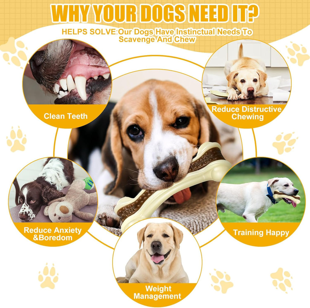 Sosation 6 Pcs Dog Toys for Aggressive Chewers Nylon Beef Flavor Bones Tough Puppy Teething Toys Puppy Chew Bones for Large Medium Small Breed Dogs Puppies Pets Chew Toys(Small)