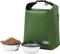 Dog Food Travel Bag,Pet Food Container 20 lb w/2PCS Collapsible Dog Travel Bowls and Zipper Side Pocket(Green, Large)