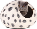 MEOWFIA Cat Cave – Premium Felt Cat Bed for Indoor Cats, Handmade 100% Merino Wool (Large, Snow Leopard)