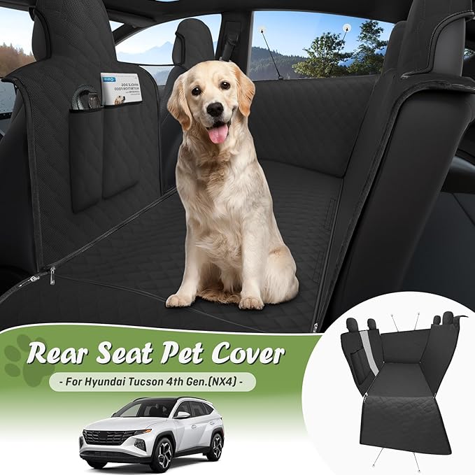 Shademax Custom for 2022-2024 2025 2026 Hyundai Tucson Rear Seat Pet Cover Dog Seat Cover for Back Seat Pet Mat Protector Waterproof Anti-Scratch Dog Car Hammock Liner Oxford Fabric Tucson Accessories
