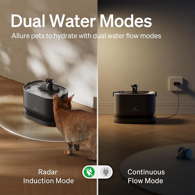 Bundle of PETLIBRO Cat Water Fountain, Cordless Pet Water Fountain Battery Operated+8 Packs Replacement Filters for Dockstream Cat Water Fountain WF005 WF115 WF105, 4 Months Set of Replacement Filters