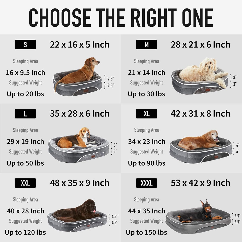 OhGeni Orthopedic Big Dog Couch Pet Sofa XL Sized Cat Beds with Comfort Foam Support, Soft Comfortable Fabric, Machine Washable Waterproof Removable Cover, 42-Inch (Gray)