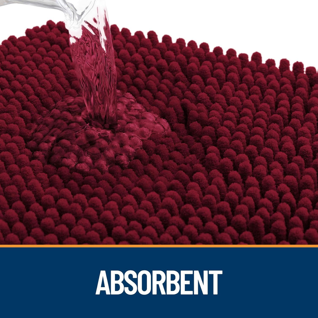 OLANLY Door Mat for Muddy Dog Paws 70x24, Ultra Absorbent Chenille Mud Doormat with Paw Print Design, Non-Slip Washable Doormat for Indoor Entryway, Quick-Dry Pet Bed Mats for Dirty Dogs, Burgundy