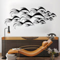 School of Fish Metal Wall Art, Metal Fish Wall Decor, Sea Life Wall Art, Large Nautical Wall Hanging, Modern Beach House Wall Decor, Ocean Themed Artwork for Bathroom (Black, 24"x10" | 60x25cm)