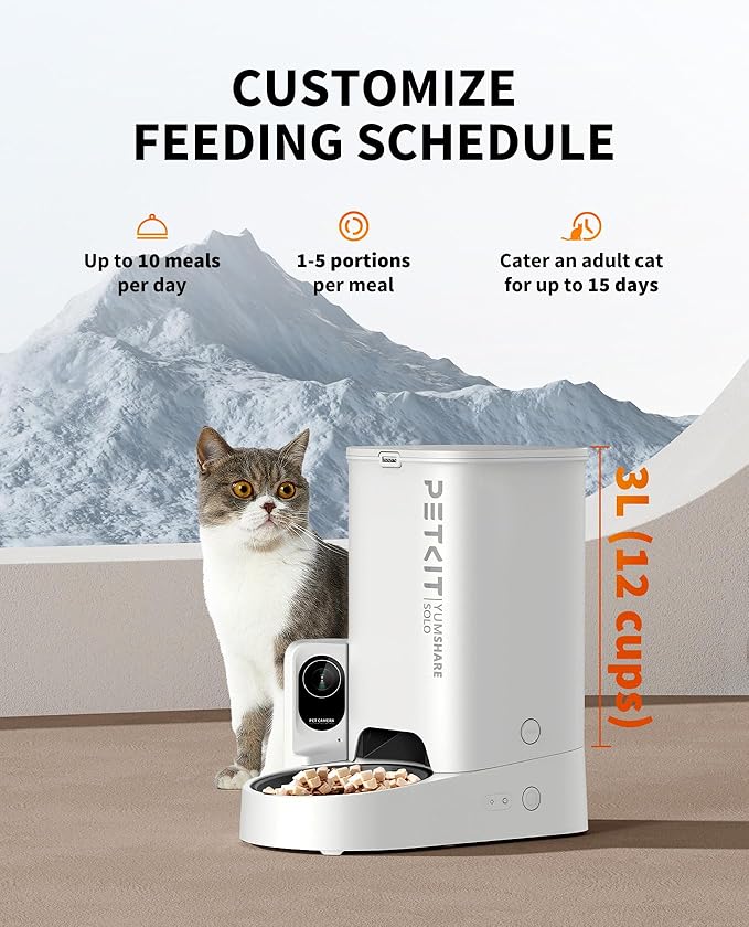 PETKIT PUROBOT Ultra Auto Waste Packing Cat Litter Box+YUMSHARE Solo Automatic Pet Feeder, AI-Powered Camera and 24hrs Free Livestream,App Control