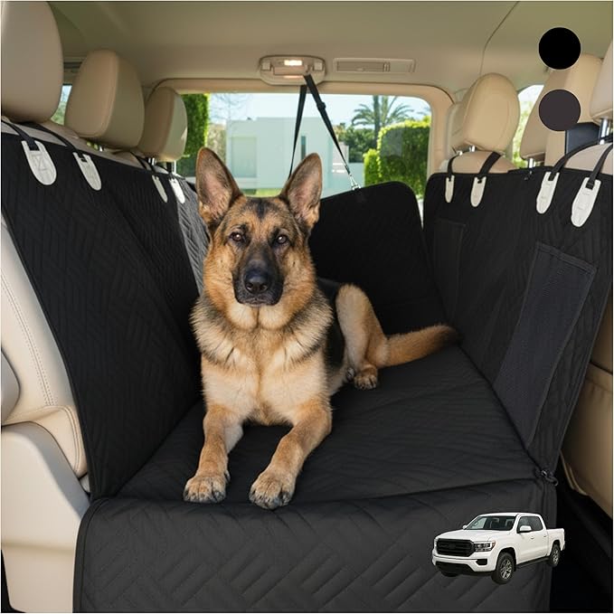 – Back Seat Pet Cover for Dogs, Premium Dog Hammock for Car with Hard Bottom | XL, Waterproof & Washable | Dog Car Seat Cover for Large | Fits Large SUV, Trucks (Black)