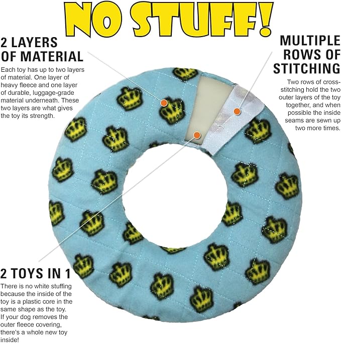 MIGHTY- NO Stuff Ring - Squeaky Plastic Core. 2-in-1 Toy. Made Durable, Strong & Tough. Interactive Play (Tug, Toss & Fetch). It Floats (Red, Medium 2 Pack)