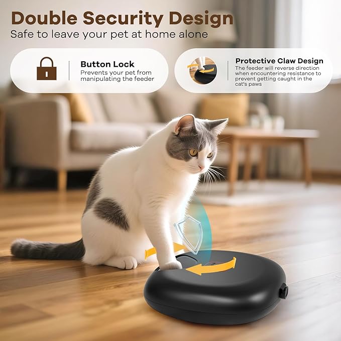 Automatic Cat Feeder Wireless, Sharper Image Auto Cat Food Dispenser for Wet Food with 2 Ice Packs, Rechargeable Auto Feeder for Cats with Programmable Timer Low Battery Indicator, Black