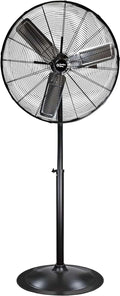 Comfort Zone Industrial Pedestal Fan, 30 inch, 3 Speed, High Velocity, Adjustable Height 56” to 76”, Metal, Meets OSHA Standards, Airflow 36 ft/sec, Ideal for Garage, Workshop or Warehouse, CZHVP30