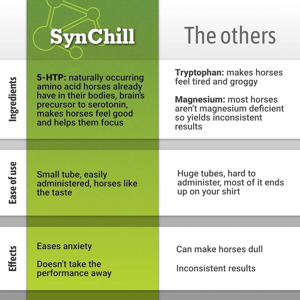 SynChill Oral Horse Calming Gel, 100% Natural & Nutritional Supplement, Lab Proven Results, Designed for Focus & Performance, Approved by Olympic Professionals & Veterinarians, Made in USA - 1 Pack