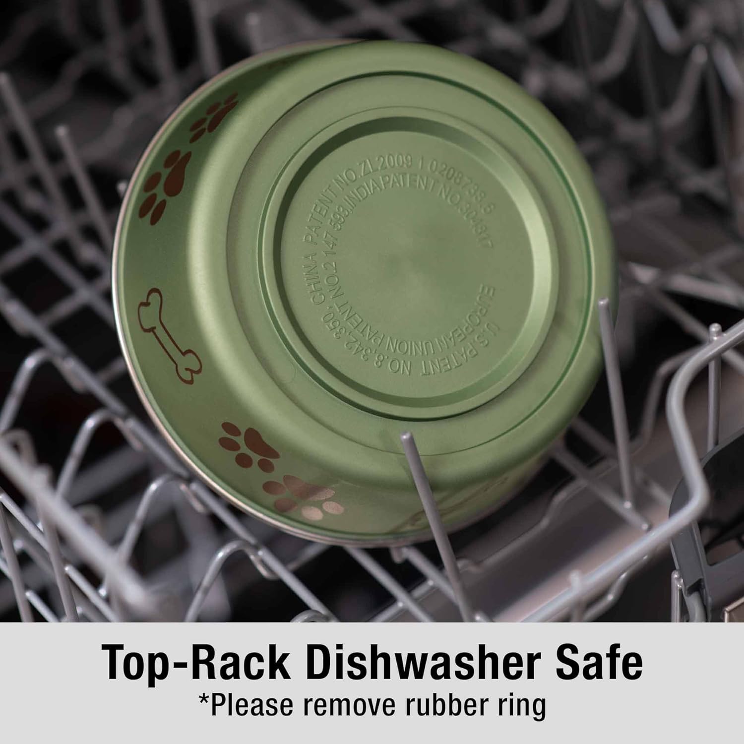 Loving Pets Bella Dog Bowls- Stainless Steel Dog & Cat Bowls - Spill Proof Dog Food Bowl, Cat Bowl, Puppy Essentials & Pet Supplies Great for Home & Travel (X-Large 65-100lbs, Artichoke)