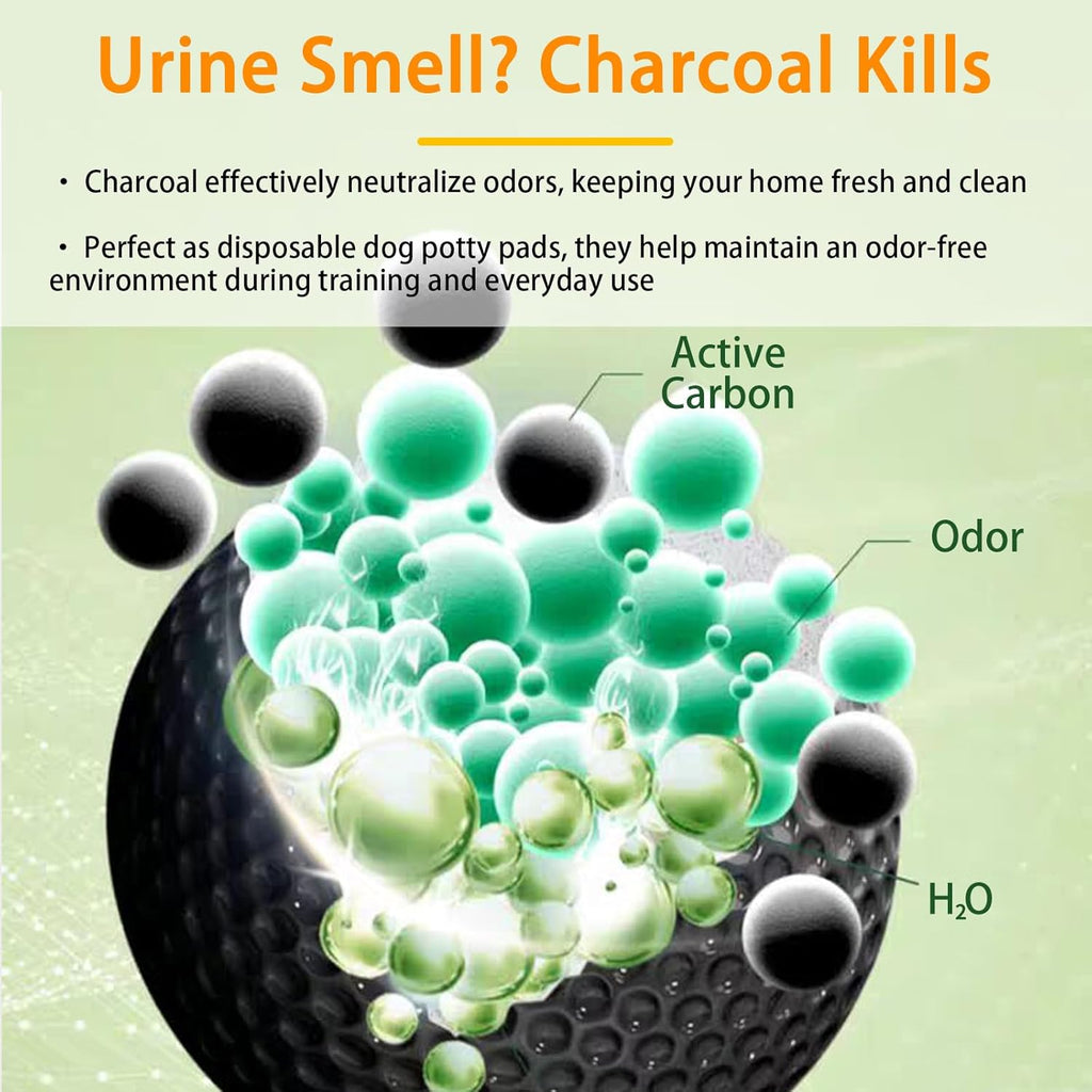 Dog Pee Pads 50 Count, 28'' x 34'' Charcoal Odor-Control Puppy Pads with Leak-Proof Quick-Dry Design, Pet Training Pads for Potty Training Strong Absorbency