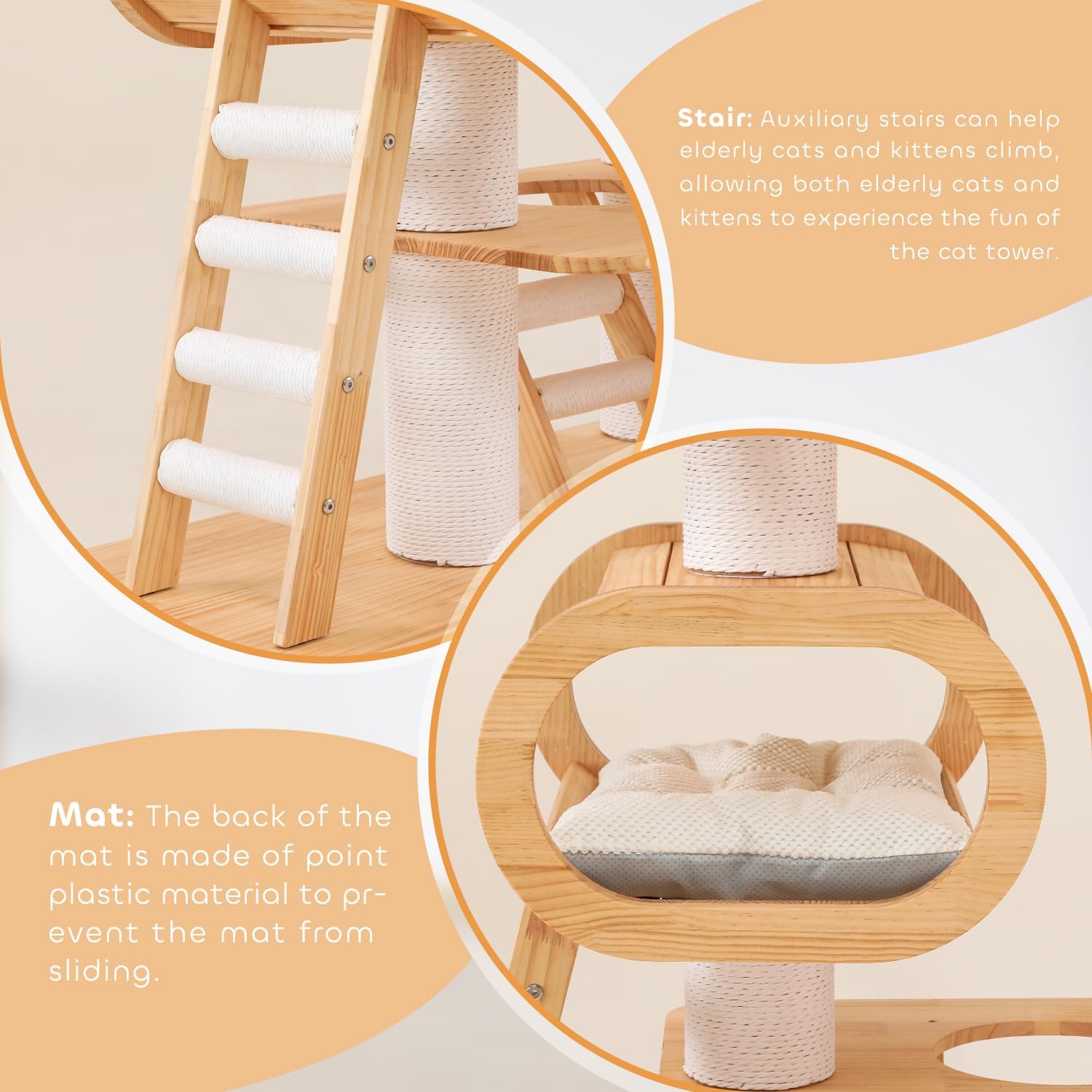 76.8'' Modern Cat Tree for Indoor Cats, Tall Wooden Cat Tower for Home Decoration, Multi-Level Tower with Transparent Cat Bed, Huge Cat Condo for Multi-Cat Families