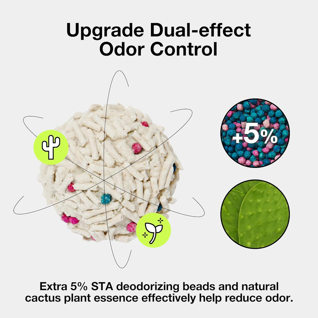 VETRESKA Tofu Cat Litter, Natural Strong Clumping Flushable Litter Pellets, Ultra Water Absorbent Deodorant Tofu Litter, Dust-Free Low Tracking Cat Litter, Cactus(5.5lb×4bags)