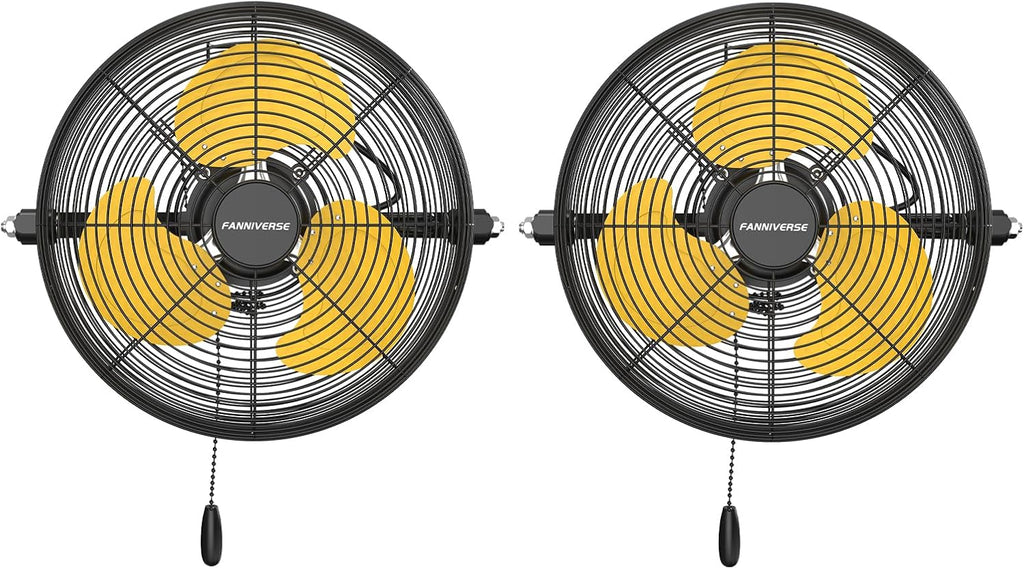 2PCS 12 Inch Wall Fan Pro Series - Indoor High Velocity Wall Mount Fan for Commercial, Residential, Warehouse, Covered Patio, Shop, Garage, Barn, Gazebo 3 Speed 2800 CFM UL Safety Listed