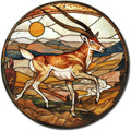 Lygond Metal Sign Tin Sign Circular Stained Glass Pronghorn Bar Signs For Home Bar For Restaurant 8×8 Inches