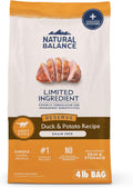 Natural Balance Limited Ingredient Adult Grain-Free Dry Dog Food, Reserve Duck & Potato Recipe, 4 Pound (Pack of 1)