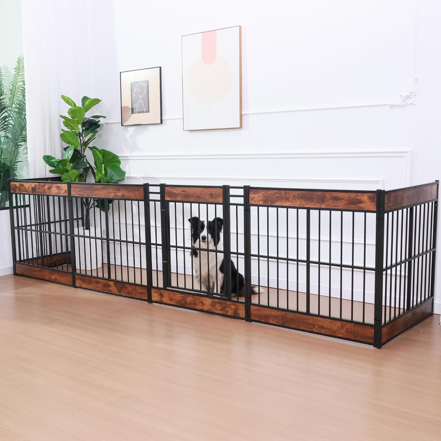 Dog Playpen, 31.5" Height Dog Pen Indoor, Heavy Duty, Safe and Sturdy, Furniture Style Puppy Pen (12 Panels (31.5" High), Rustic Brown)