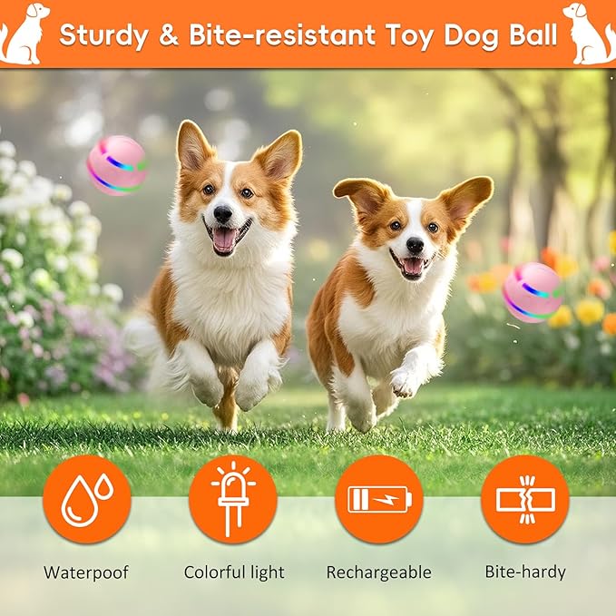 Smart Interactive Dog Ball, Interactive Dog Toys with Remote Control, Automatic Moving Pet Ball for Medium and Large Dogs, TPU Material, Rechargeable Vibrating Bouncing Pet Toy