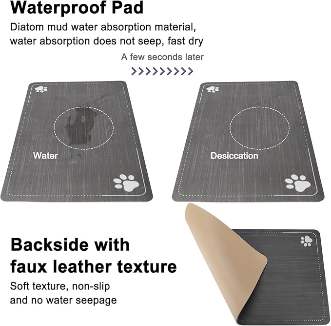 RIZZARI Automatic Cat Water Dispenser: Black 7L Elevated - Stainless Steel Gravity Feeder with Specialized Brush and Triple Filtration - Splash Guard Mat - Use in Bedroom and Livingroom