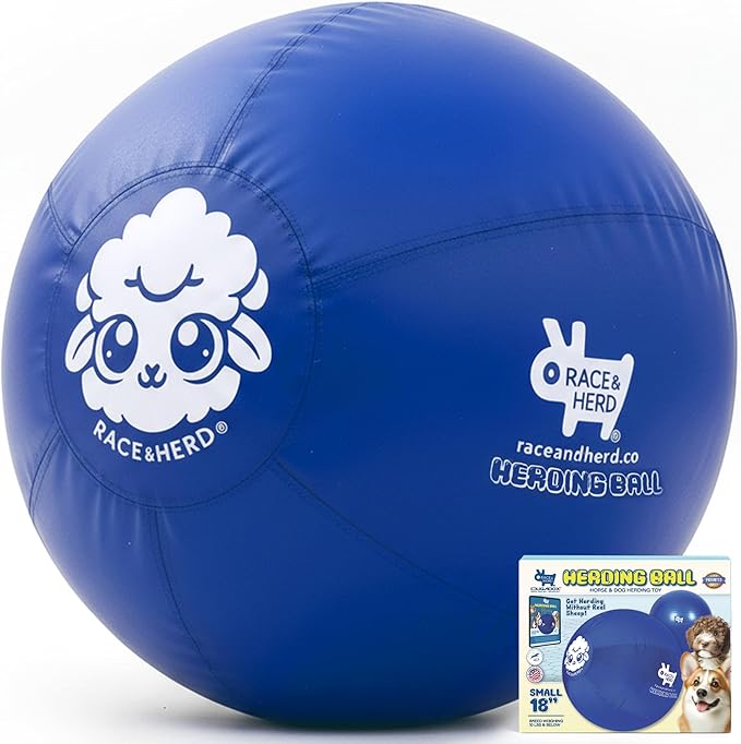 Race&Herd 18" Original XXL Herding Ball for Dogs - Herding Toys, Giant Dog Ball for Australian Shepherds, Border Collies - Durable Dog Outdoor Training Toy for Small Breeds (Blue)