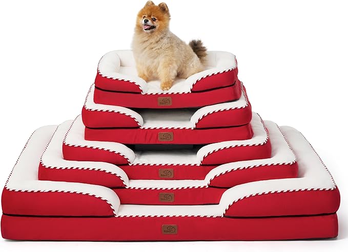 Bedsure XL Orthopedic Dog Bed for Extra Large Dogs - Washable XLarge Dog Cat Bed Waterproof, Comfort Dogs Couch Sofa with Washable Removable Cover, Pet Bed with Nonskid Bottom, Red, 42"