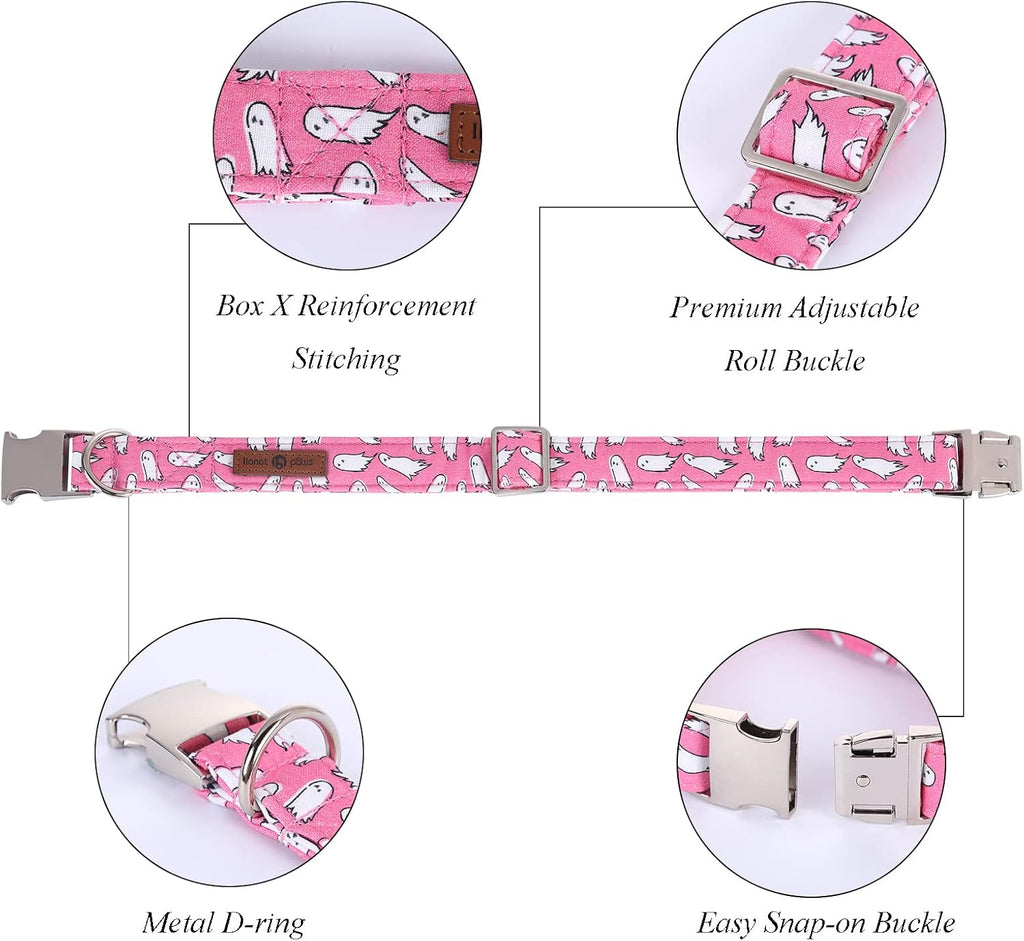 Lionet Paws Dog Collar with Bowtie, Halloween Bowtie for Dogs, Adjustable Comfortable Large Dog Collar Girl, L, Neck 16-24 in