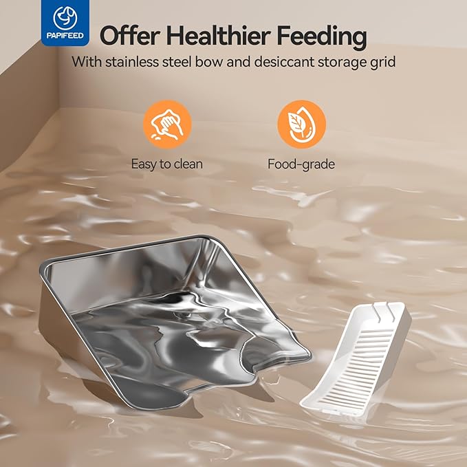 PAPIFEED Automatic Cat Feeder Upgrade, WiFi Pet Feeder with APP Control for Remote Feeding, Detachable for Easy Clean, Dual Power Supply,1-10 Meals Per Day for Multiple Pets (Greener)