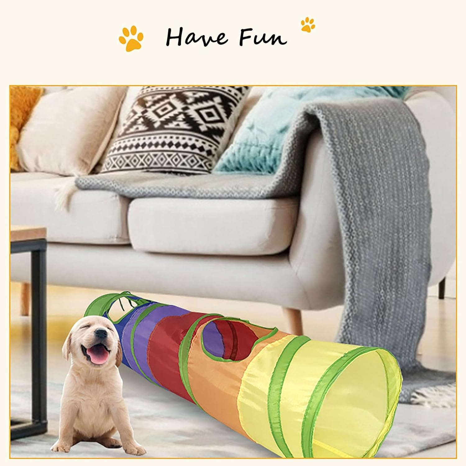 iCAGY Cat Tunnel for Indoor Cats Interactive, Rabbit Tunnel Toys, Pet Toys Play Tunnels for Cats Kittens Rabbits Puppies Crinkle Pop Up Rainbow 45"
