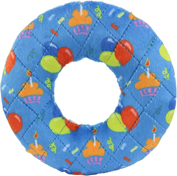 MIGHTY- NO Stuff Ring - Squeaky Plastic Core. 2-in-1 Toy. Made Durable, Strong & Tough. Interactive Play (Tug, Toss & Fetch). It Floats (Celebration, Medium 2 Pack)