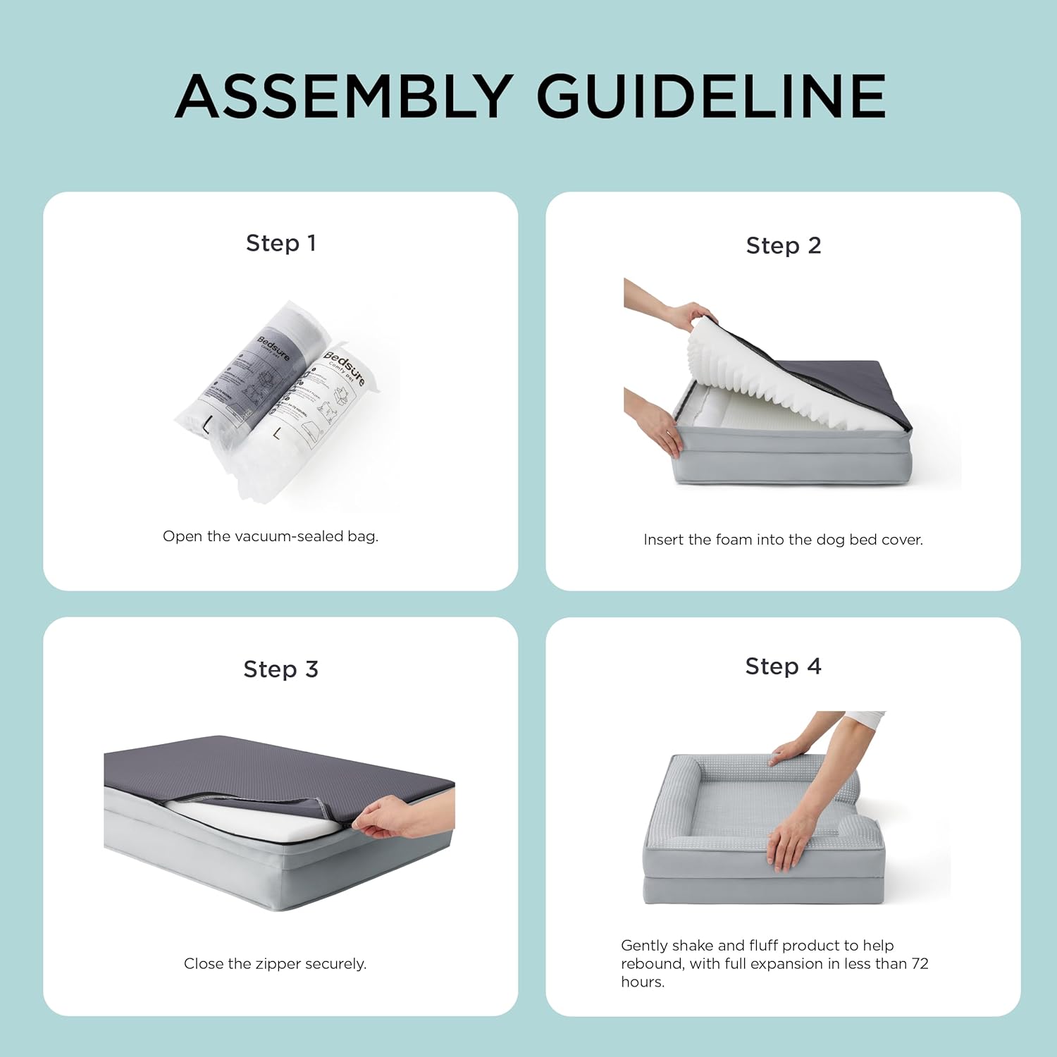 Bedsure Orthopedic Dog Beds for Small Dogs - Washable Small Dog Cat Bed Waterproof, Comfort Pet Couch Sofa with Washable Removable Cover, Pets Bed with Nonskid Bottom, Cooling Grey, 24"