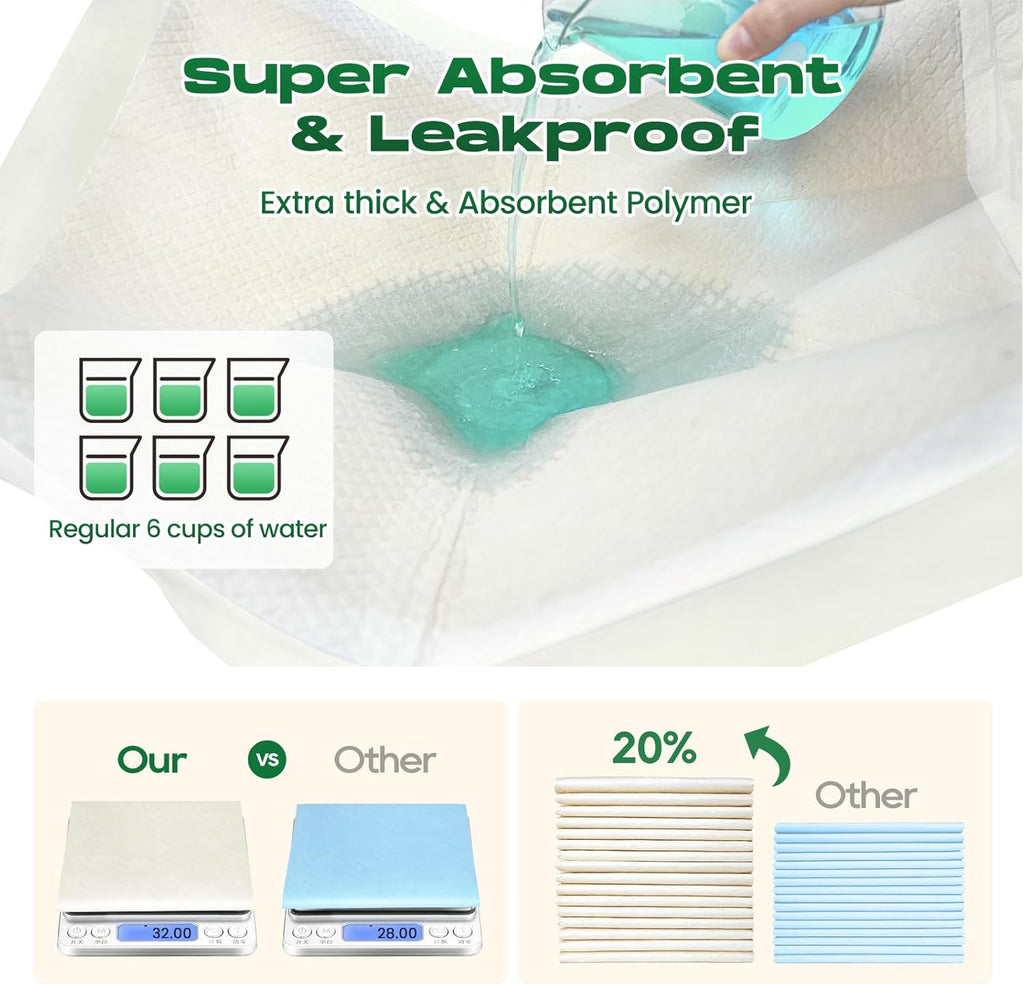 Puppy Pads 100 Count Small 22x22in Bamboo Training Pads Deodorizing Leakproof Quick Drying Dog Pee Pads Super Absorbent Disposable Pee Pads for Dogs Puppies, Doggie, Cats, Rabbits