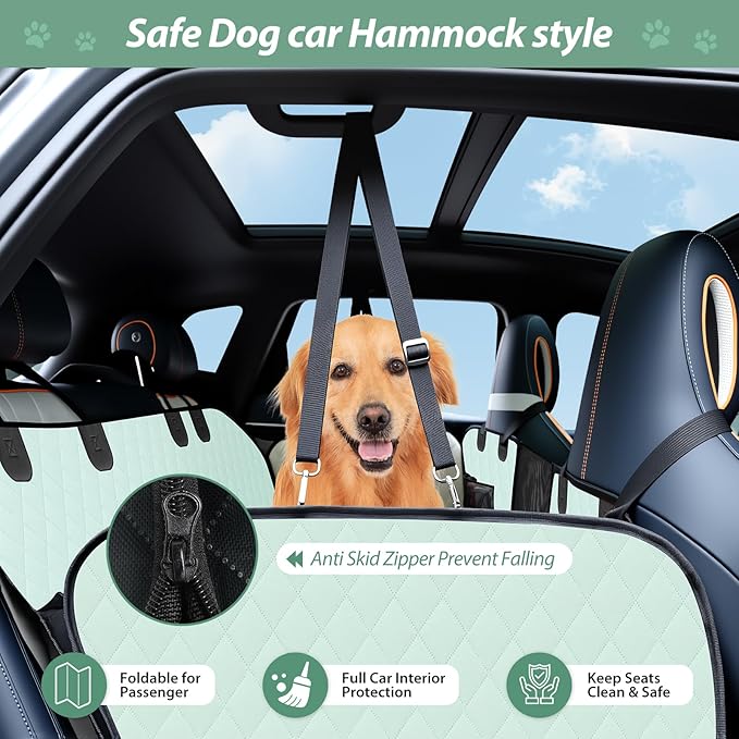 Dog Car Seat Cover Set for Back Seat, Back Seat Cover + Pet Bed Mat Perfect with Mesh Window, Hammock 600D Heavy Duty Scratch Proof Nonslip Durable Soft Back Seat Covers for Cars Trucks and SUVs
