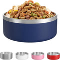 LIANLAI Dog Food Bowl, Rust-Resistant Stainless Steel Dog Bowls, Non-Slip Puppy Bowls Large Size, Spill Proof Puppy Water Dishes (Blue，64 oz)