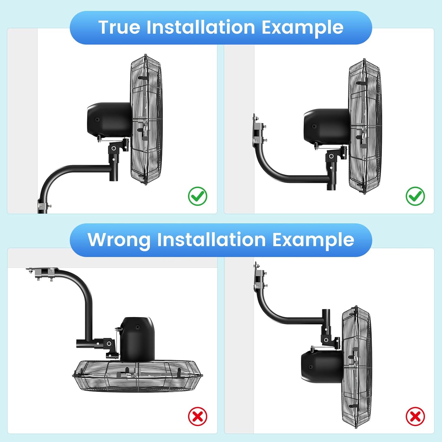 20'' Outdoor Wall Mount Fan, 4 Speed Oscillating Wall Fan with All Sealed Brushless DC Motor, Heavy Duty Industrial Fans, Waterproof Fans for Patios, House, Garage, Commercial, Warehouse, Factory