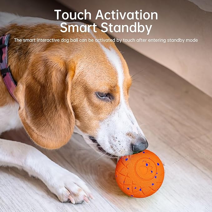 Interactive Dog Toys Dog Ball, Durable Motion Pet Toys for/Small/Medium/Large Dogs, Christmas Birthday Gifts, Automatic Moving, Bouncing and Rotating, E-TPU Material, IP54 Waterproof (Orange)