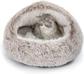 CATISM Plush Hooded Cat Bed, Calming Nest, Self-Warming Cave, Cozy Pod for Indoor Cats or Small Dogs, Removable Washable Cove With Non-Slip Bottom